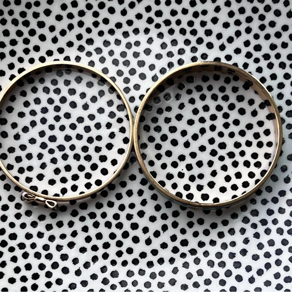 KATE SPADE Bow & Spades Tiffany Blue Gold Bangle Set Two Bracelets EXCELLENT EC - Picture 5 of 8